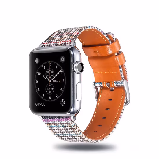 Correas de reloj de pulsera de cuero de vaca y lona real de liberación rápida de lujo de 22 mm para relojes Apple